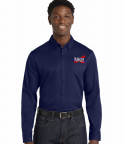 Navy Blue Men's Long Sleeve Professional Dress shirt with Embroidered NASBOCES Skills logo